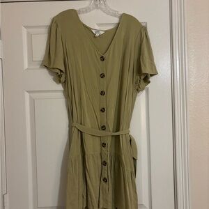 Market & Spruce Sage Button-Front Midi Dress